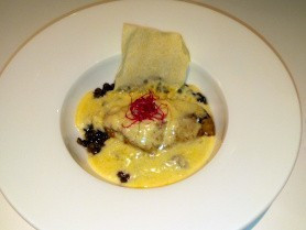 Foie gras poêler sur un lit de lentilles au beurre citronné