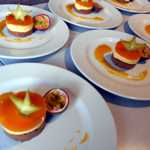 Entremet chocolat, fruits exotiques