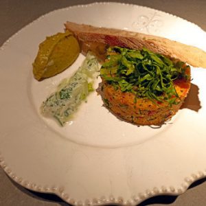 Taboulé à l’oriental, guacamole et julienne de chou rave au fromage frais