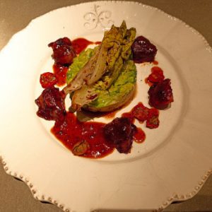 Maigre de corse grillé, tombé de fenouil et haricot vert.